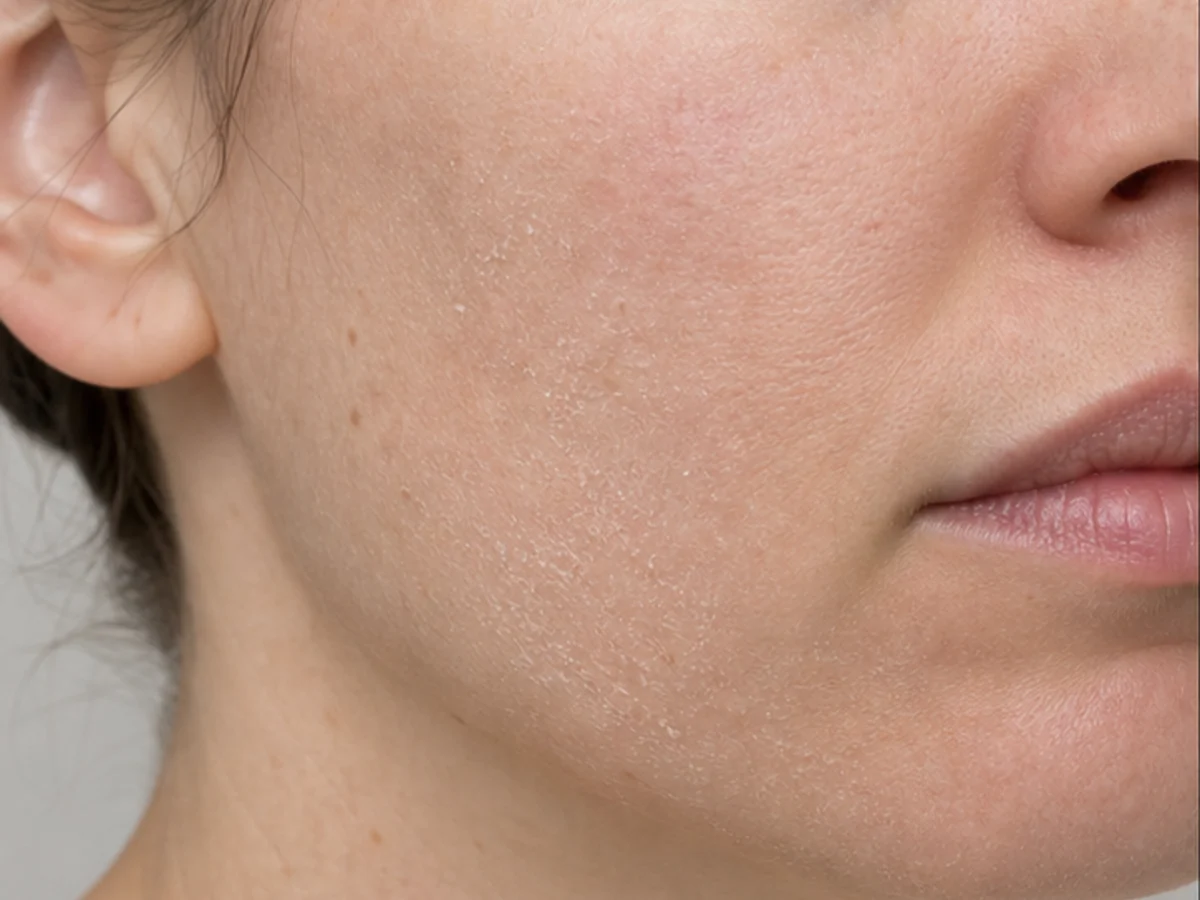 Dry and rough-looking cheek before use